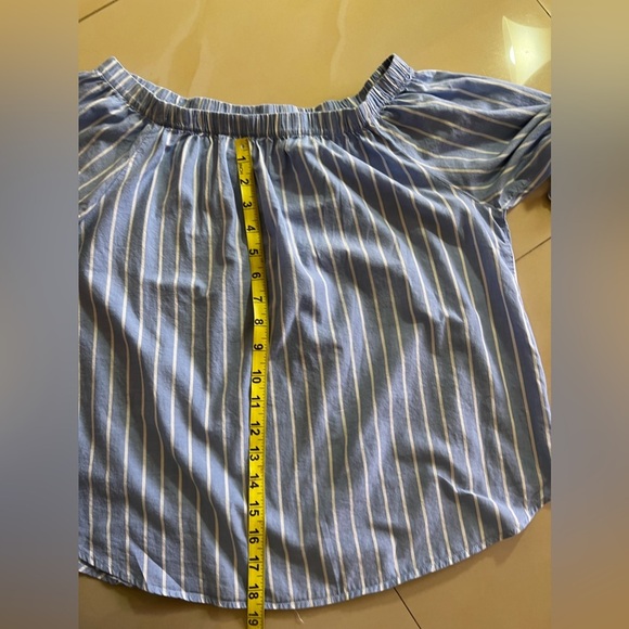 black and white striped flowy Round- neck blouse shirt with elasticsleeve 3/4‎ - Picture 12 of 15